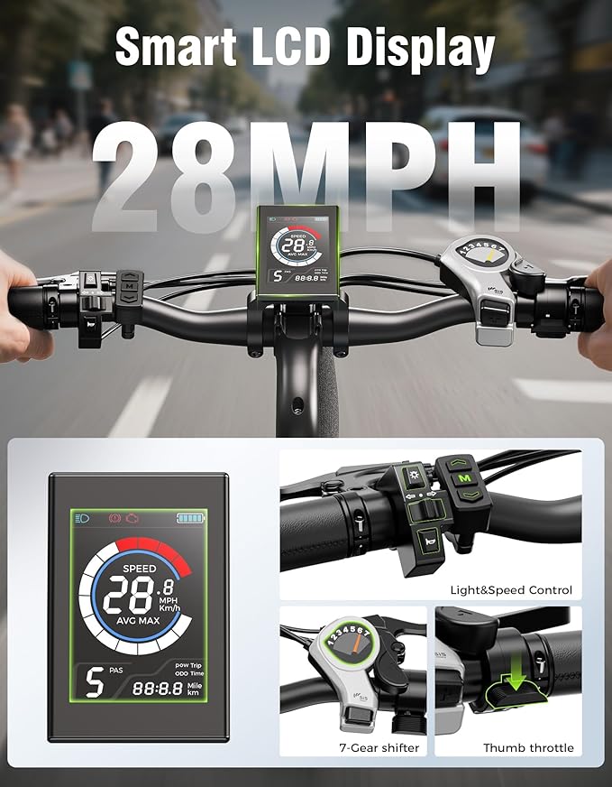 Jasion Roamer/ST/YC1 Electric Bike for Adults, 26" Commuter Ebike 1200W 528WH Removable Battery, 28MPH 62miles, Electric Bicycles for Women/Man, UL2849 Certified