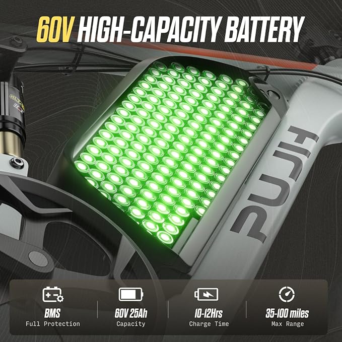 6000W Dual Motor Electric Bike for Adults 60V 20Ah Fast Ebike for Men Women,45MPH Up to 100 Miles,24" Fat Tire Suspension Electric Bicycle for Snow Commuter Mountain E-Bike