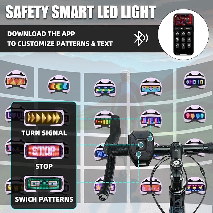 Smart Bike Helmet with Light: Bicycle Helmets for Adult Teens for Mountain & Road Cycling Electric Scooter Skateboard Skating