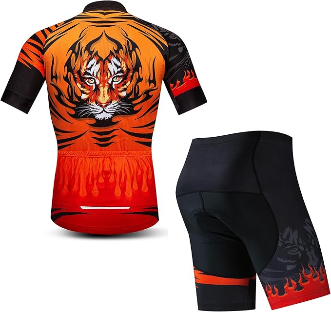 JPOJPO Cycling Jersey Men Set Bike Shirt Kit Short Sleeve Clothing Tops+5D Padded Shorts Summer Breathable Quick-Dry S-3XL