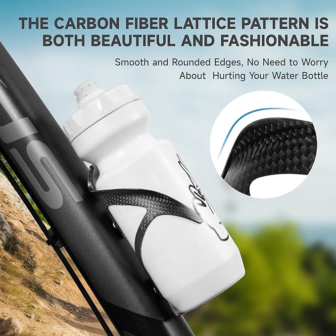 Ultra Light Carbon Fiber Bike Water Bottle Cage Holder for Road Bikes Mountain Gravel e Bike , for Diameter 70-74 mm Water Bottle, (Weight 16±2g) Black Matte