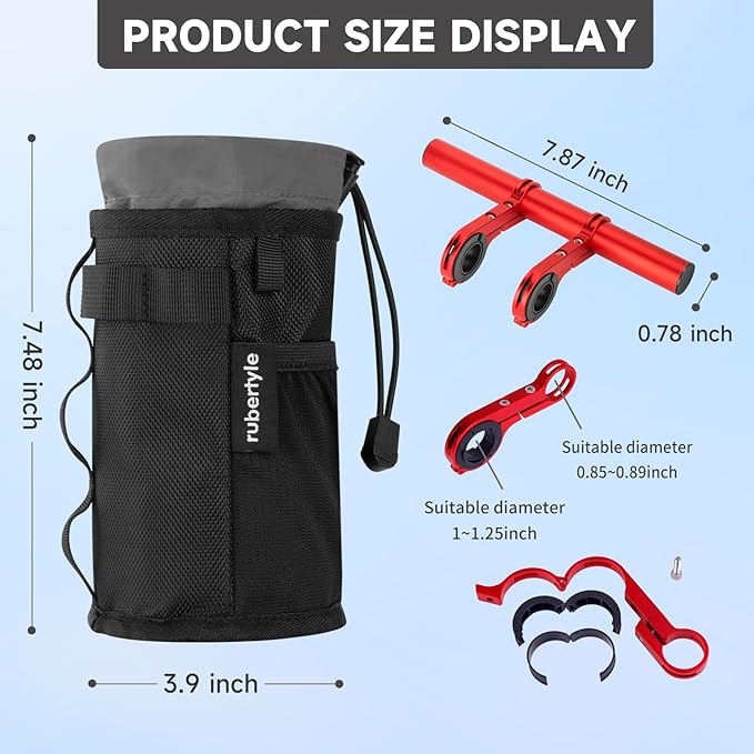 Bike Water Bottle Holder with Mount | Fits Motorcycles, Strollers, Scooters, Wheelchairs | Waterproof Phone Bag | Mount Support More Bike Devices | Holds 3.6in Diameter Bottles (2Black)