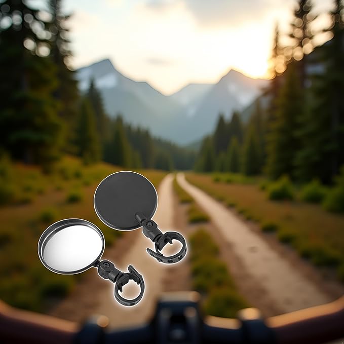2Pcs Black Adjustable Rear View Mirror for Bikes, Universal Rearview Mirror for Handlebars, Wide Angle Acrylic Convex Safety Mirrors for Adult Bikes/Kids/Road/Mountain Bike