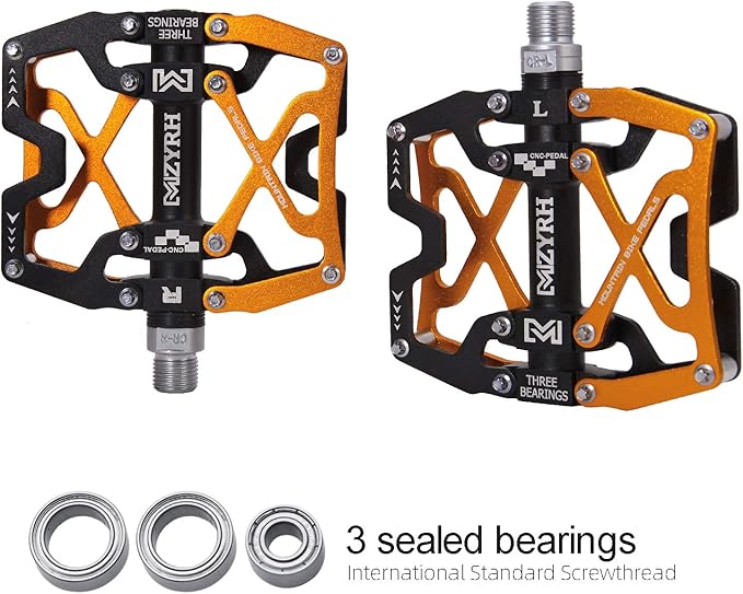 MZYRH Mountain Bike Pedals, Ultra Strong Colorful CNC Machined 9/16" Cycling Sealed 3 Bearing Pedals