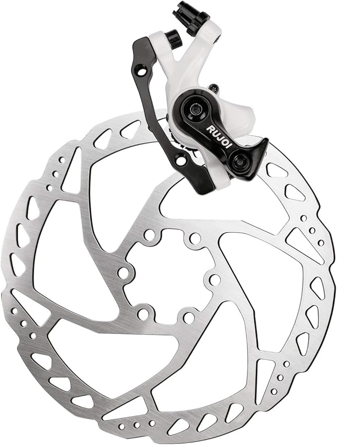 RUJOI Bike Disc Brake Kit, Aluminum Front and Rear Caliper, 160mm Rotor, Mechanic Tool-Free Pad Adjuster for Road Bike, Mountain Bike …