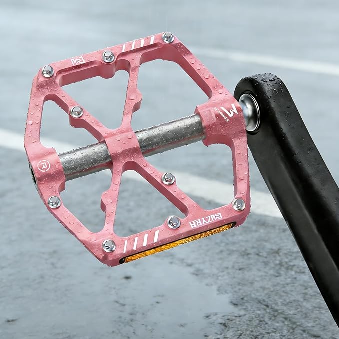 MZYRH 3 Bearings Mountain Bike Platform Pedals - Flat Alloy 9/16" Non-Slip Bicycle Pedals