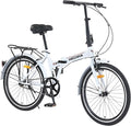 24 inch Folding Bike Single Speed V Brake City Commuter Bicycle with Mudguard for Men Women Daily Commuting