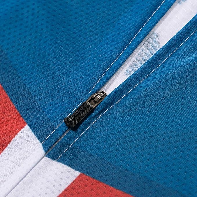 Cycling Jersey Short Sleeve USA Style Bike Tops with Pocket Reflective Stripe