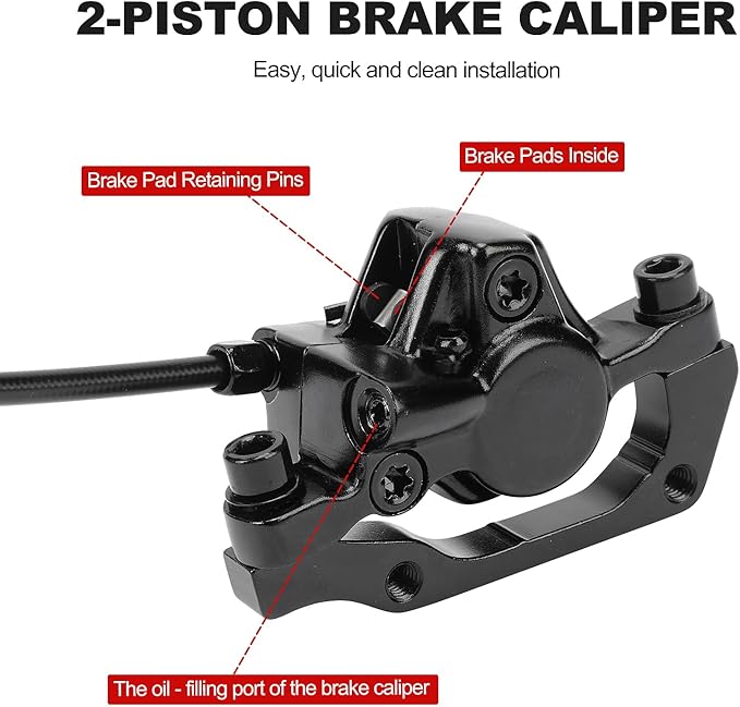 Hydraulic Disc Brake Set for Mountain Bike, Front and Rear Brakes, 160mm Rotor, 800mm/1600mm Cable Length