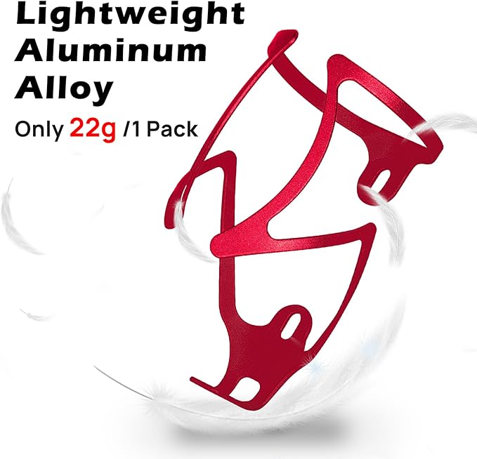 FIFTY-FIFTY Bike Water Bottle Holder, Aluminum Alloy Water Bottle Cage, Lightweight Bicycle Cup Holder Rack with Screws Tool, Universal Bicycle Drink Cage for MTB, Road Bike (Red)