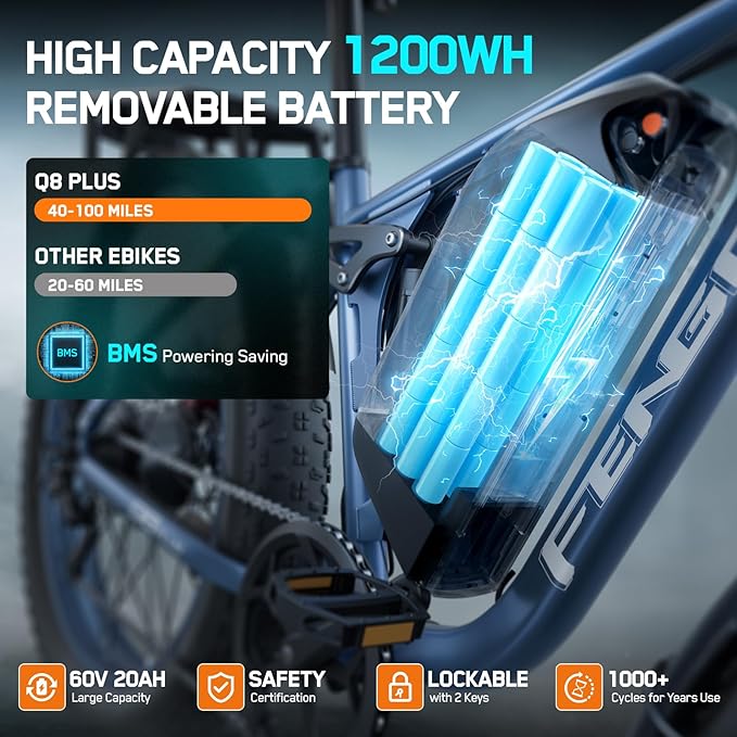 6000W Electric Bike for Adults, 45MPH Dual Motor Ebike, 60V 1200WH E Bike, 100 Miles Bicycle, Full Suspension, Dual Hydraulic Disc Brake Ebike, Charge Voltage 67.2V, Brake/Turn Signal