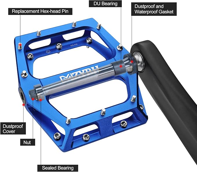 MZYRH Road/Mountain Bike Pedals MTB Pedals Aluminum Alloy Bicycle Pedals 9/16" Sealed Bearing Lightweight Platform for Road Mountain BMX MTB Bike