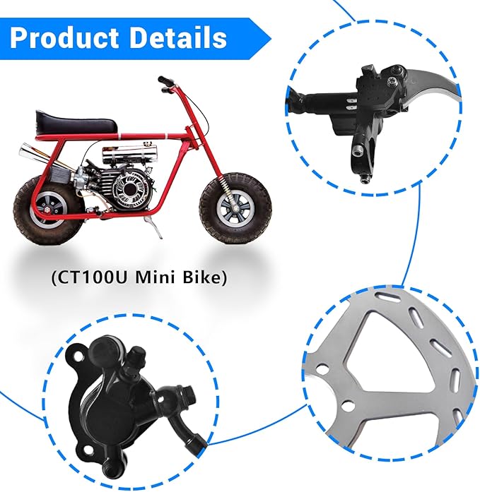 Upgraded Hydraulic Brake DB30 Hydraulic Brake with CT100U Hydraulic Brake Bracket For Coleman CT100U Mini Bike with 180mm Brake Disc