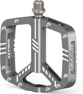 BUCKLOS MTB Flat Pedals Mountain Bike Pedals, 3 Bearings CNC Adult Road Bike Pedals, Bicycle Platform Aluminum Alloy Non-Slip Pedal for Gravel Bike/BMX 9/16"(Black)