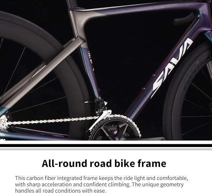 SAVADECK SLR7S Carbon Road Bike, T800 Carbon Fiber Frame Racing Bicycle with Shimano 105 R7120 24 Speed Groupset and Hydraulic Disc Brakes, Ultra-Light Carbon Bike