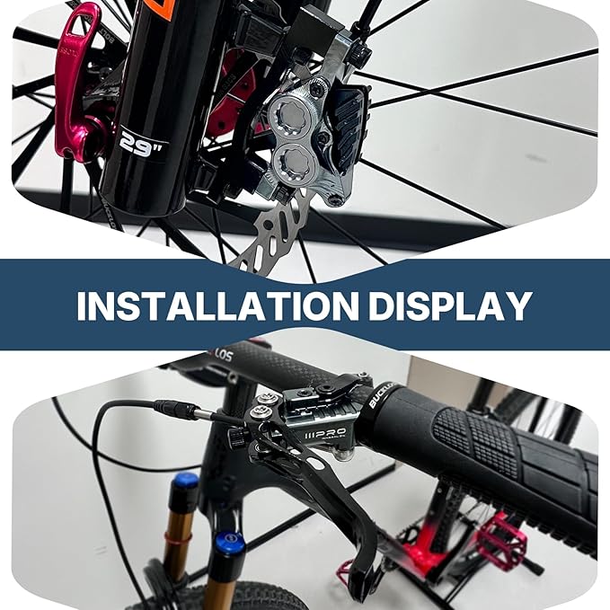 IIIPRO PEERAGE4 4-Piston MTB Hydraulic Disc Brake Set, Left Front 850mm Right Rear 1550mm Aluminum Alloy Lever Caliper for MTB/Trail/Fat Bike/XC AM DH