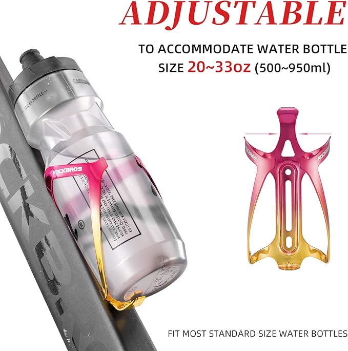 ROCKBROS Durable Aluminum Water Bottle Holder Bike Bottle Holder with Electroplating & Integrated Molding - Lightweight for Bicycle MTB, Road/Mountain Bikes