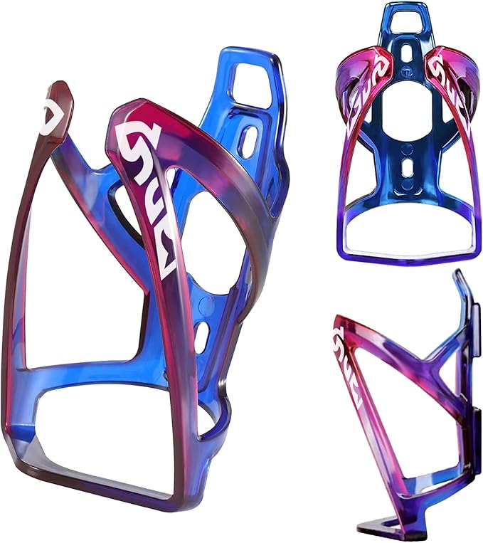 Bike Water Bottle Cage, Universal Bike Water Drink Holder Durable Ultralight Plastic Water Bottle Holder for Bicycle, Cycling Bottle Cages for MTB, Road Bike, Mountain Bike,2 Pack - Blue Purple