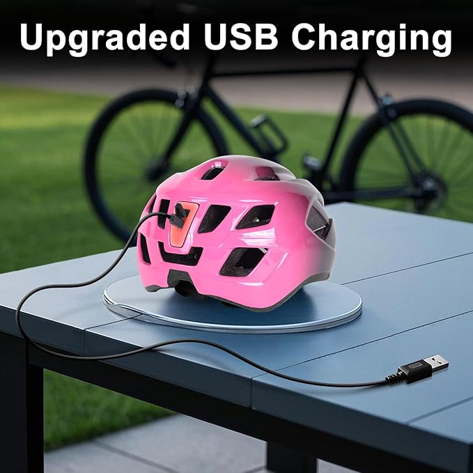 Bike Helmet Adult for Men, Lightweight Ebike Helmet with LED Light & Magnetic Goggles, USB Charging Cable Included, Cycling Helmet for Adult with Adjustable Dial Fit 22.8"- 24.4 "
