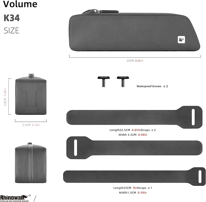 Bike Top Tube Bag Waterproof Small Top Tube Bag with Zipper Fully Waterproof and Stable Bicycle Frame Bag Professional Cycling Accessories for Mountain Road Bike Black