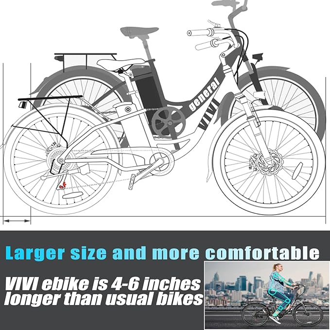 Vivi Electric Bike for Adults 1000W Peak Ebike with Removable Battery, 26'' Electric Commuter Bike 22MPH & 50 Miles Adult Electric Bicycles with Cruise Control, LCD Display, SGS Certified to UL2849