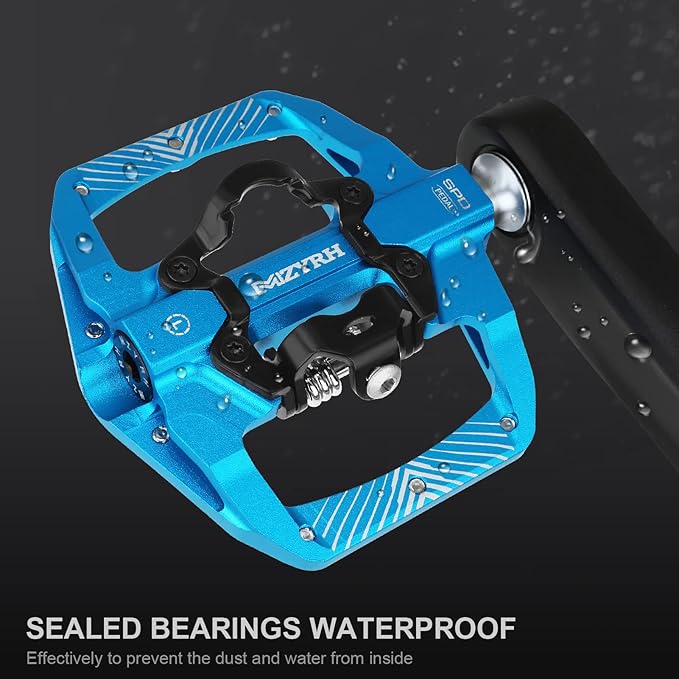 MZYRH Pedal,MTB Mountain Bike Pedals Compatible with Dual Function Sealed Clipless Aluminum 9/16" Bicycle Flat Platform with Cleats for Road, MTB