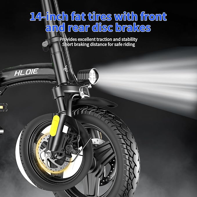 Folding Electric Bike for Adults, 500W Peak Motor, Up to 23 MPH, 14” Foldable Ebike with 48V 12Ah Battery, 35 Miles PAS Range, Mini Electric Bicycle for Adults & Teens