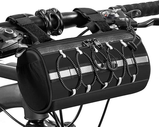 GMAK 2 in 1 Bike Handlebar Bag, Bike/Bicycle Front Bags with Reflective Area & Shoulder Straps, Small Bicycle Handle Bar Bag Cycling Pouch Pack Bike Accessories for Road Mountain Bike Cycling Travel
