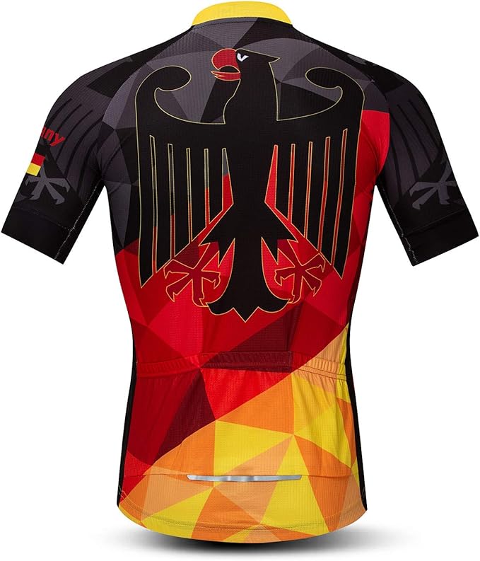 Men Cycling Jersey Skull Bike Short Sleeve Tops Quick-Dry Reflective 3-Pockets S-3XL