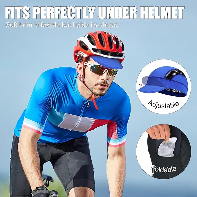 XXL Cooling Cycling Cap Skull Caps Under Helmet Mesh Hats with Sun Visor for Big Head Bike Hard Hat Liner for Men