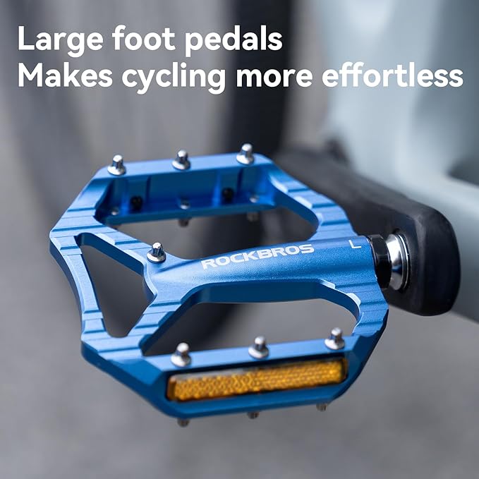 ROCKBROS Mountain Bike Pedals Aluminum 9/16" Sealed Bearing Lightweight Platform for Road Mountain BMX MTB Bike