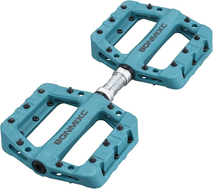 Mountain Bike Pedals Nylon Lightweight MTB Pedals Non-Slip Bicycle Pedals Large Platform Sealed Bearing 9/16” Thread