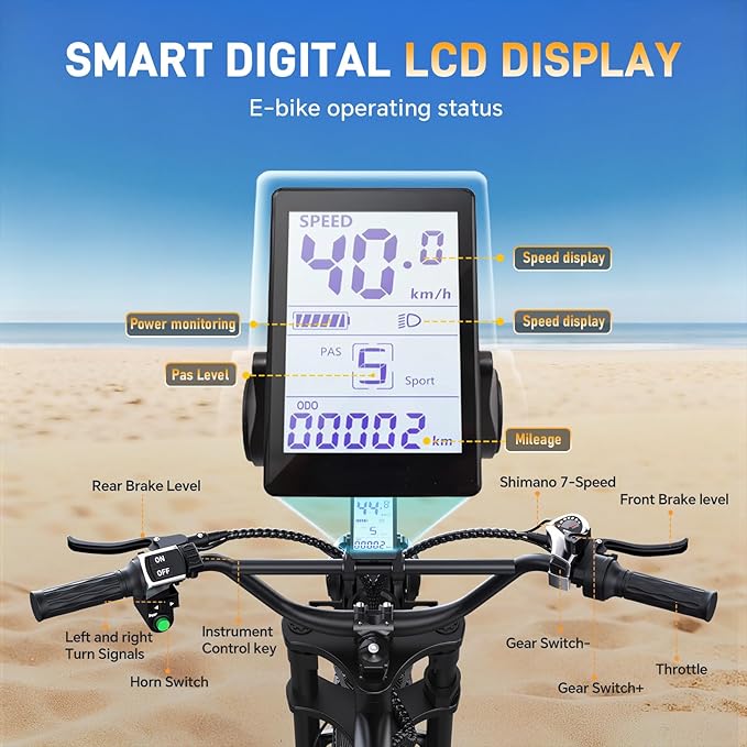 Electric Bike for Adults-3000W/5000W Peak, 60V 32/36AH Battery, 40/45MPH 100 Miles Long Range Ebike, Fat Tire 20Inch, 7-Speed Hydraulic Brake, Electric Dirt Bike Snow Commuter