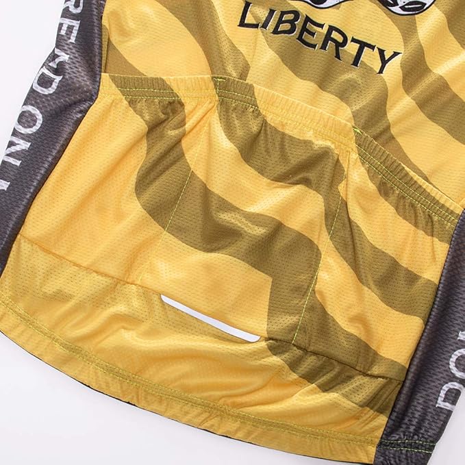 Cycling Jersey Short Sleeve USA Style Bike Tops with Pocket Reflective Stripe
