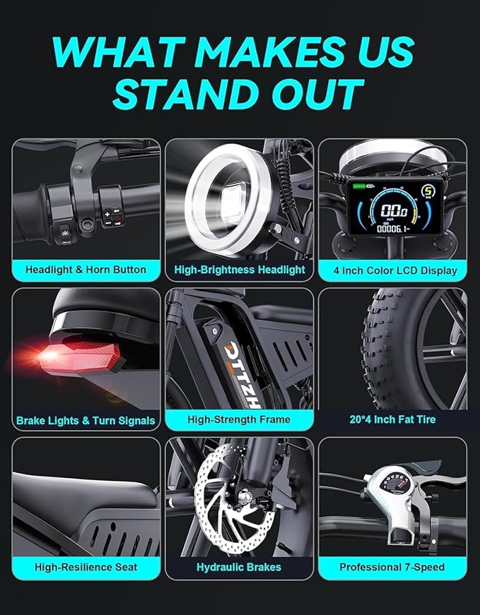 F6/F6S/F6PRO Electric Bike for Adults with NFC & Password Unlock, 4000/2000/1500W, 50/40/33MPH, 60V 30Ah, 48V 15/25Ah E-Bike, 100-60 Miles Electric Motorcycle, 20" Fat Tire Electric Dirt Bike