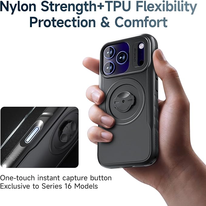 Bike Phone Case for iPhone 17 Pro – Shockproof & Slim with Built-in Lock, Compatible with Garmin-Style Mounts, Quick-Release for Road & MTB Cycling