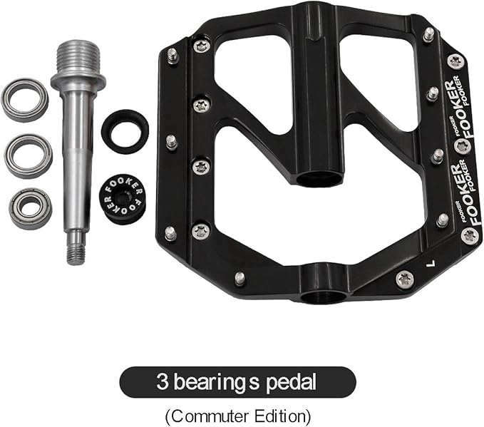 FOOKER Bike Pedals Non-Slip Aluminum Alloy MTB Mountain Bike Pedals 3 Bearing 9/16" for Road BMX MTB Bikes