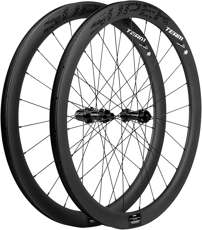 Superteam Carbon Wheelset Disc Brake 700c Road Bike Wheels 45/50/53mm Depth Tubeless Ready Cycling Wheels, for 8-12 Speed Center Lock / 6 Bolt, Thru Axle/QR Type