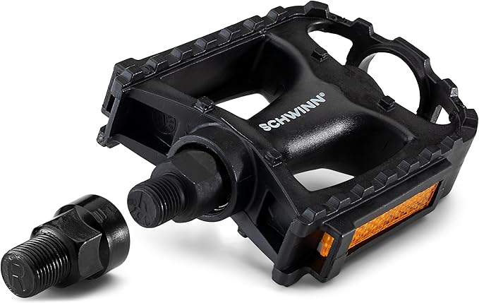 Schwinn Basic Composite Bike Pedals, Black, Set of 2, Lightweight, with Reflectors, Fits 1/2" or 9/16" Cranks, Molded Surface Pegs for Grip, Easy Installation, Replacement Bike Pedals