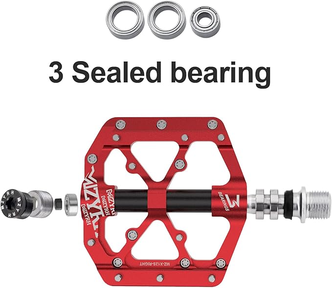 MZYRH Road/Mountain Bike Pedals,Lightweight 3 Bearings Bicycle Pedals,9/16” Aluminum Alloy Flat Pedals for Road Mountain BMX MTB Bike
