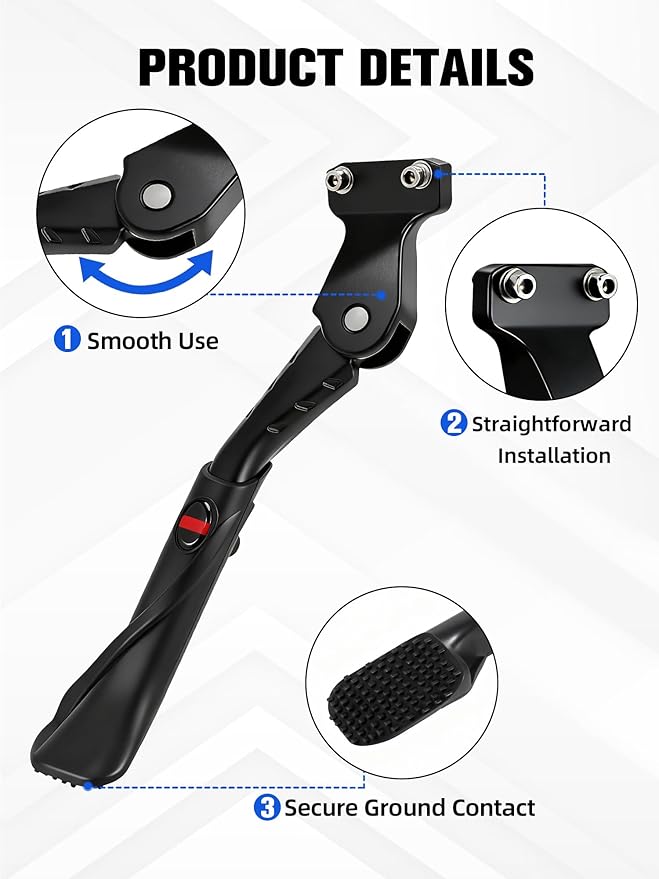 EBike Kickstand CNC Compatible Fit for Ridstar Q20/Q20 Pro Lite Super 73 S2/RX, Non-slip Electric Dirt Bike Kick Side Stand Adjusts from 12.4" to 14.6" (314-370mm)