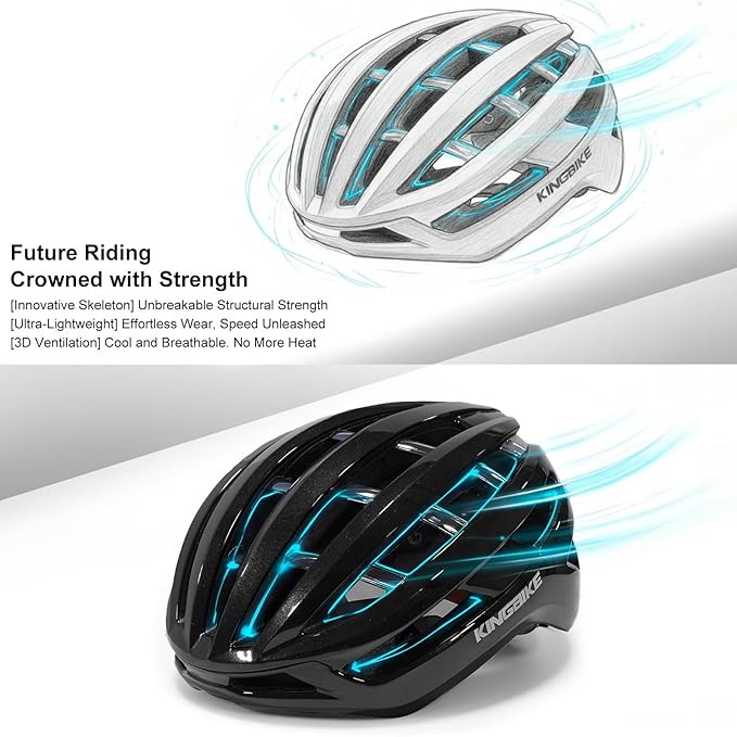 KINGBIKE Bike Helmet for Adult Men Women Youth Road Commute Mountain Cycling Helmets with Replaceable Padding Lightweight 2 Sizes 20.4"-24"(52-61cm)