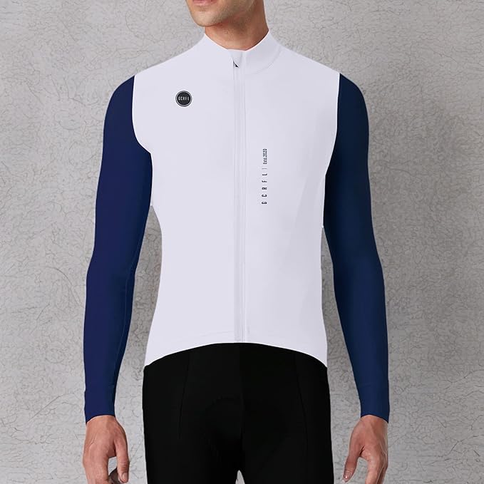 GCRFL Men's Cycling Jersey Long Sleeves Road Bike Jersey Shirt Cycling Tops, Zipper Pocket Lightweight PRO Race Fit UPF 50+