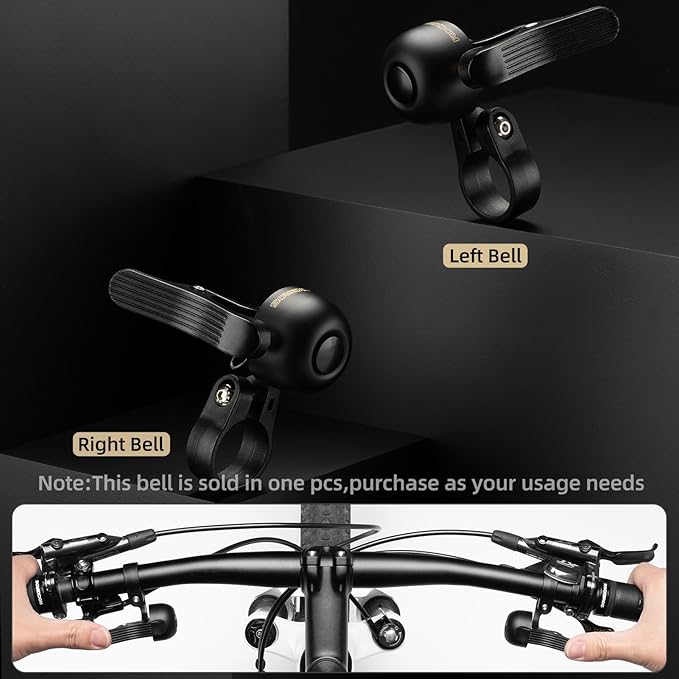 ROCKBROS Bike Bell, Copper Alloy Sturdy Bicycle Bell with Clear& Long Sound, Bike Ring Bell for Handlebars Adults More Than 100 dB