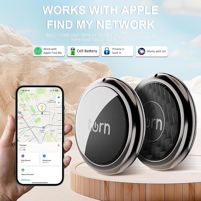 Tracker Tag Finders Work for Apple Find My (iOS Only) GPS Tracker Air Tags for Luggage Keys Backpack (Black&white1, 2Pack)