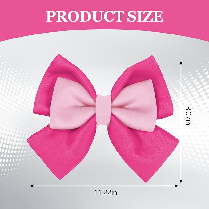 Bow Helmet Accessory, 8.07"x11.22" Stylish Motorcycle Helmet Bow Decoration for Women, Removable Cute Fashion Ribbon Bows Ornament for Motorcycle Scooter E-Bike Helmets (Pink+Rose Red)