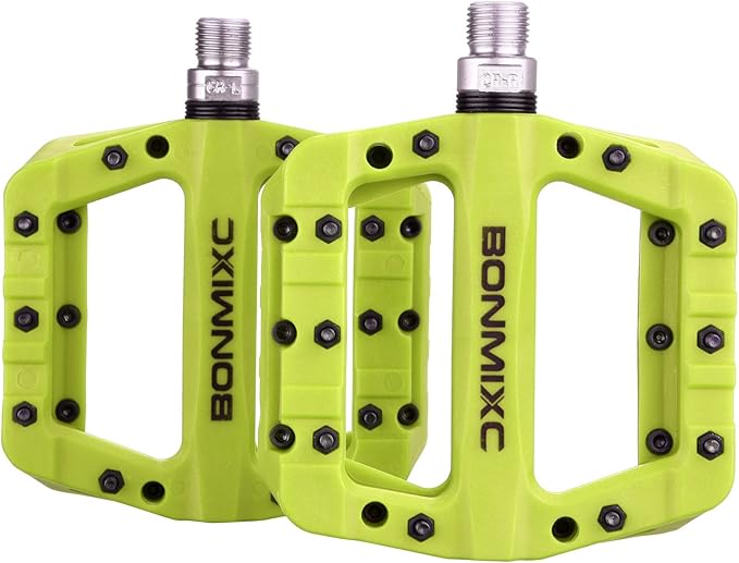 Mountain Bike Pedals Nylon Lightweight MTB Pedals Non-Slip Bicycle Pedals Large Platform Sealed Bearing 9/16” Thread