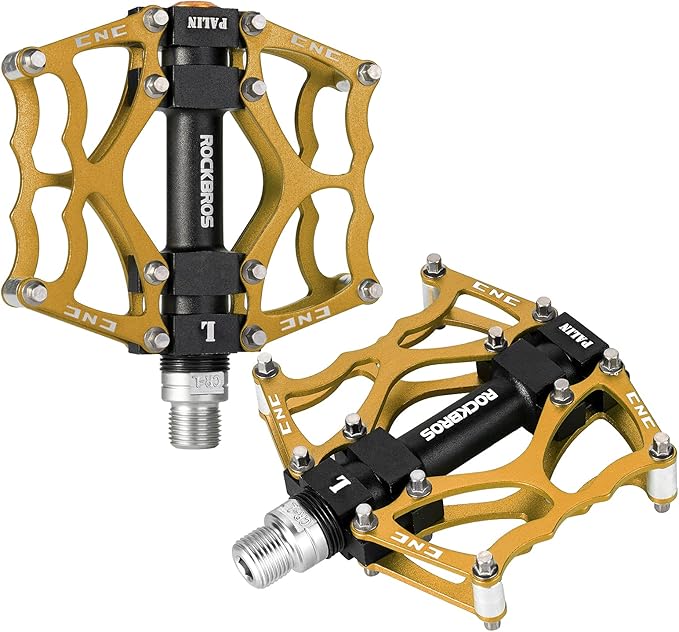 ROCKBROS Mountain Bike Pedals MTB Pedals CNC Non-Slip Lightweight Aluminum Alloy Bicycle Pedals Sealed Bearings Bicycle Platform Pedals 9/16" BMX Road Bike Pedal