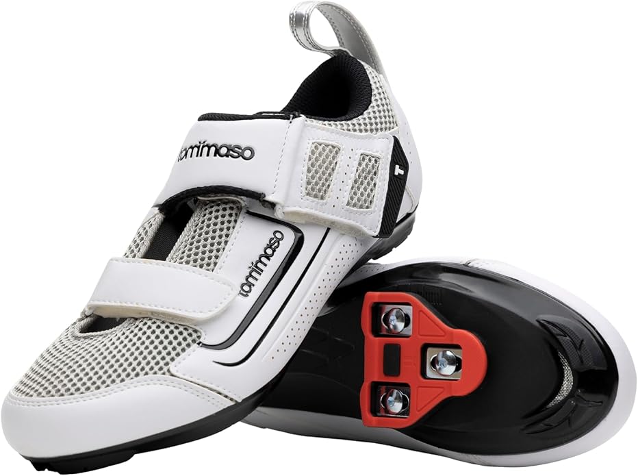 Tommaso Veloce II Cycling Shoes - Ride in Style - Peloton Shoes Triathlon Road Bike Indoor Cycling Men Women Compatible with Look Delta SPD SPD-SL Cleats White Black
