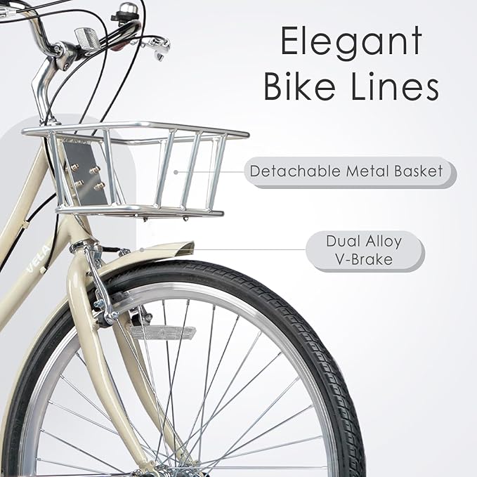 AVASTA Vela Hybrid Bike for Adult Women Female Lightweight Step Through 26 Inch High Tensile Steel Frame City Commuter Comfort Lady Bicycle, 6-Speed, Multiple Colors